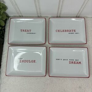 The Cellar Appetizer Plate Set 4-Piece Holiday Motivational Quotes, Porcelain